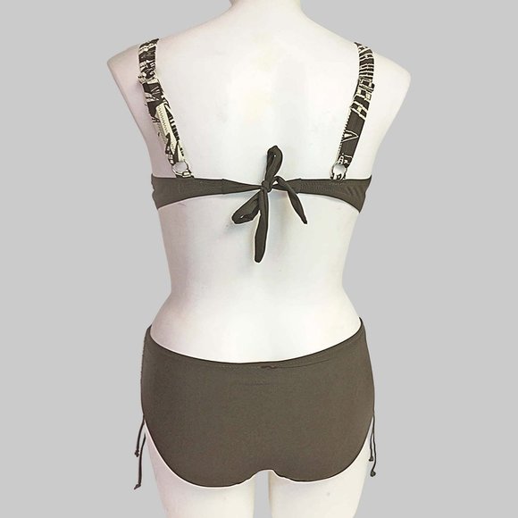 Plus Tropical Print Bikini Set Womens Size 16 Swimsuit Brown Swimwear - Picture 5 of 10